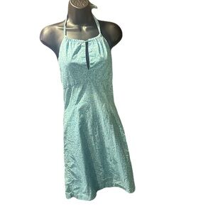 90s retro Chic Halter Neck Teal Midi Dress